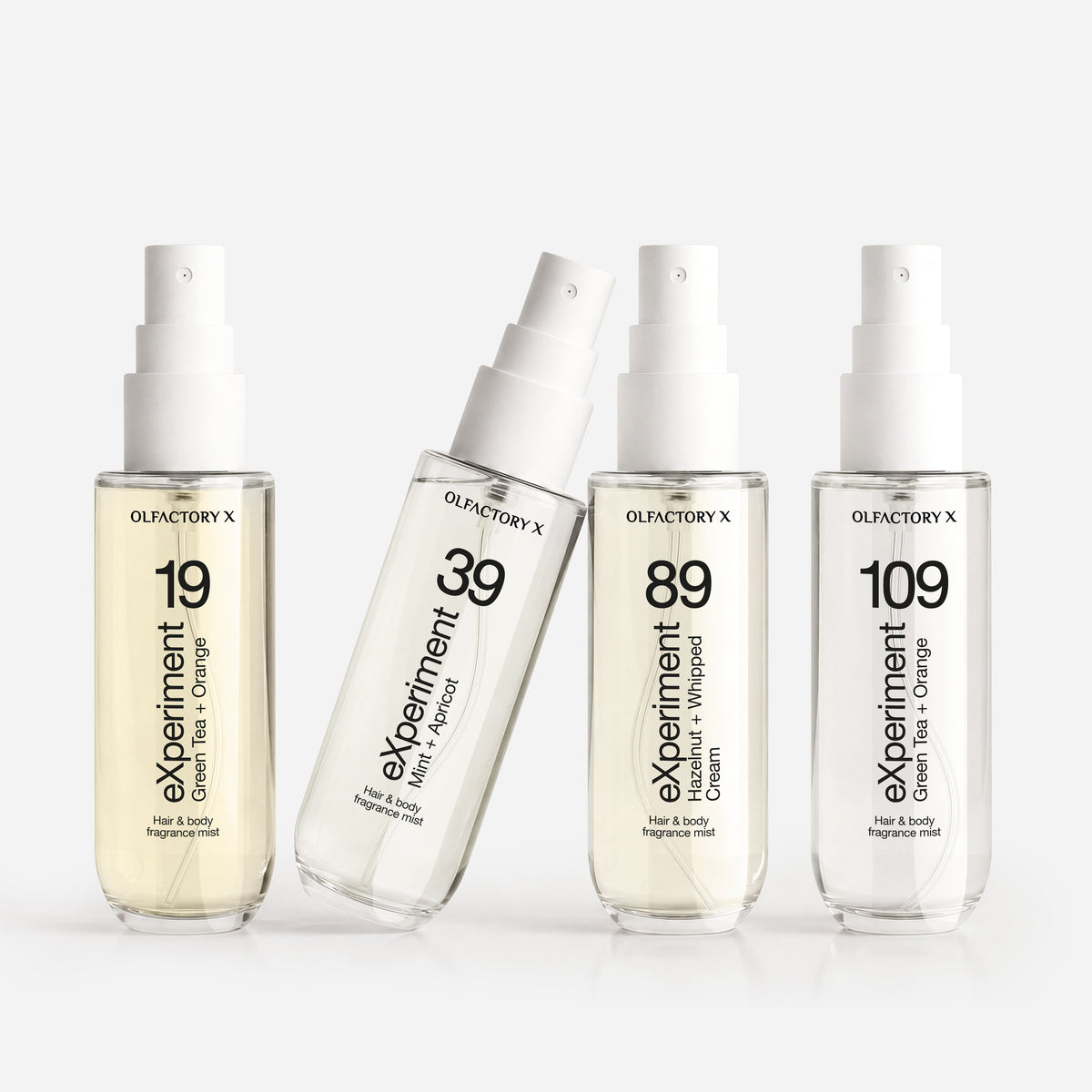 Body Mist 4 PCS Giftset - 40 ml Set - Green Tea + Orange , Hazelnut + Whipped Cream , Mint + Apricot , Bergamot + Leaf